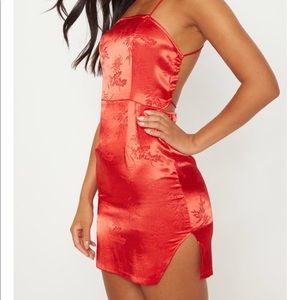 NWT pretty little thing oriental red dress